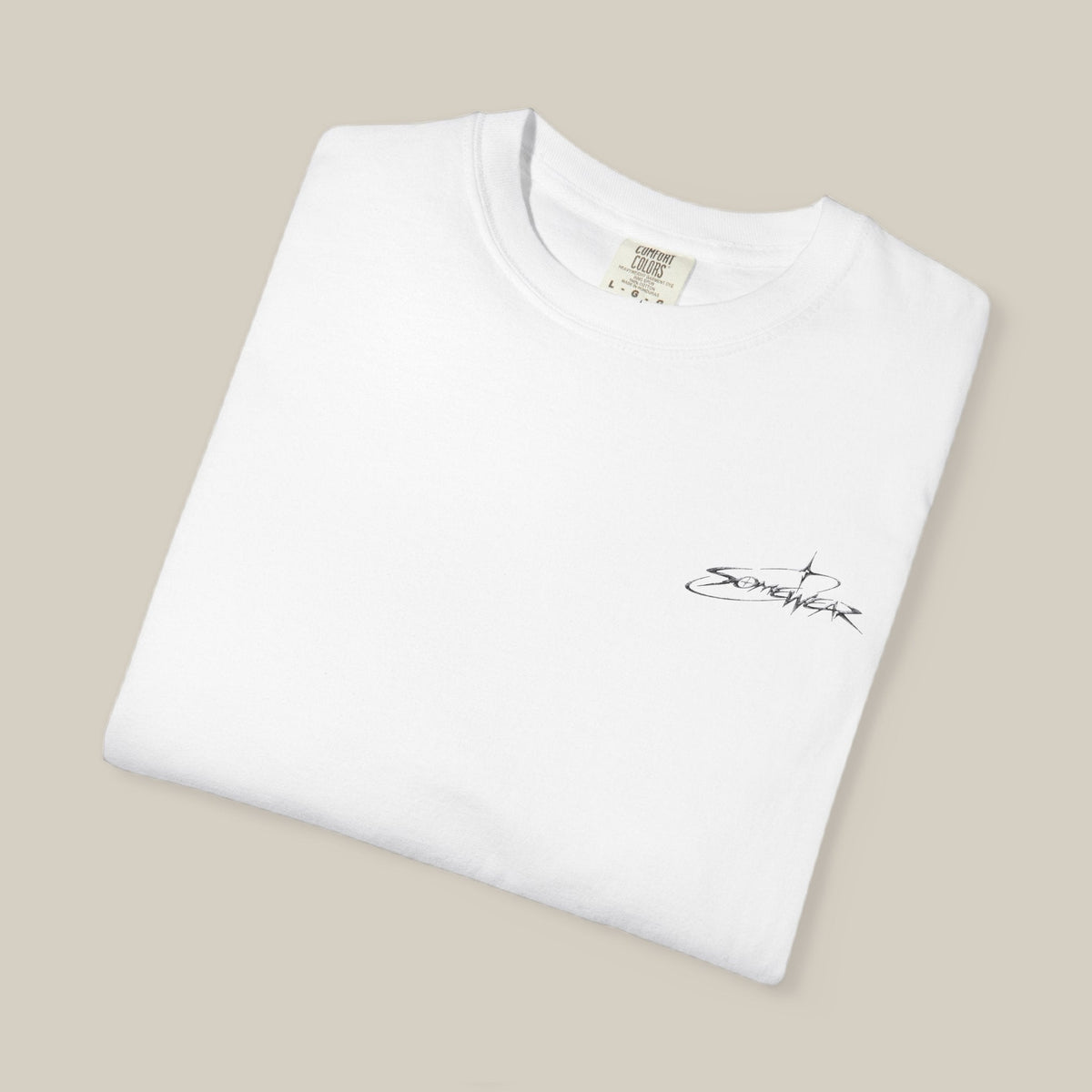 Somewear Script Tee in white, folded